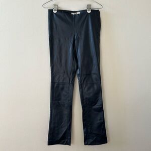 Mango Faux Navy Leather Pant